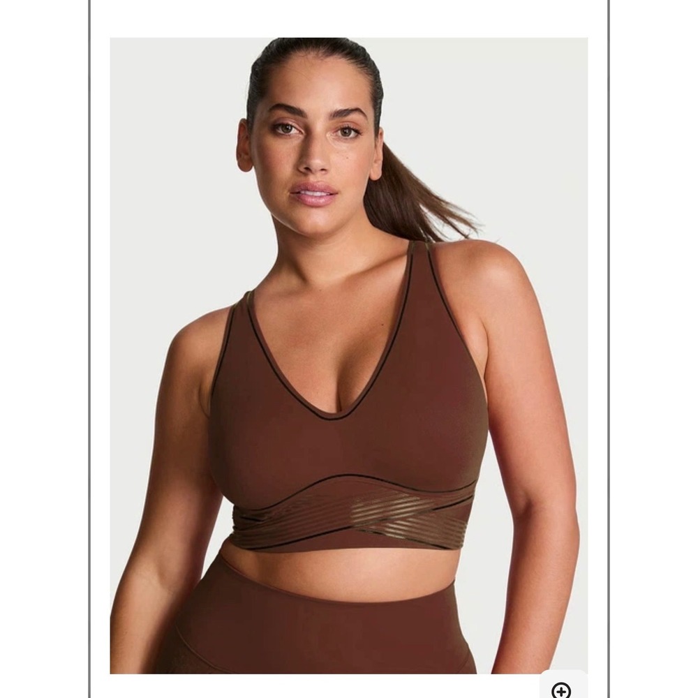 Victoria's Secret VSX Elevate™ Refined Contours Plunge Sports Bra Brown Small